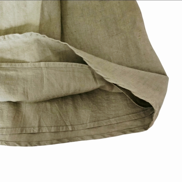 Maeve Anthropologie A-Line Cotton Linen Embroidered Utility Skirt, Green, Size 6 - Picture 9 of 11